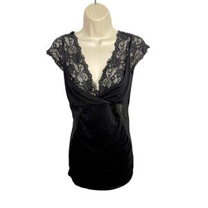 REMAIN Black Lace Trim Sleeveless Top Blouse - Size S